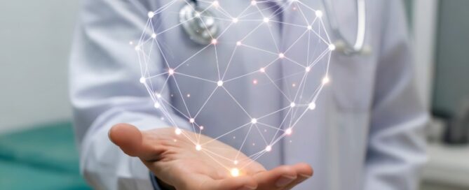 Graphic showing a connected network of hospitals, ACOs, and post-acute care providers